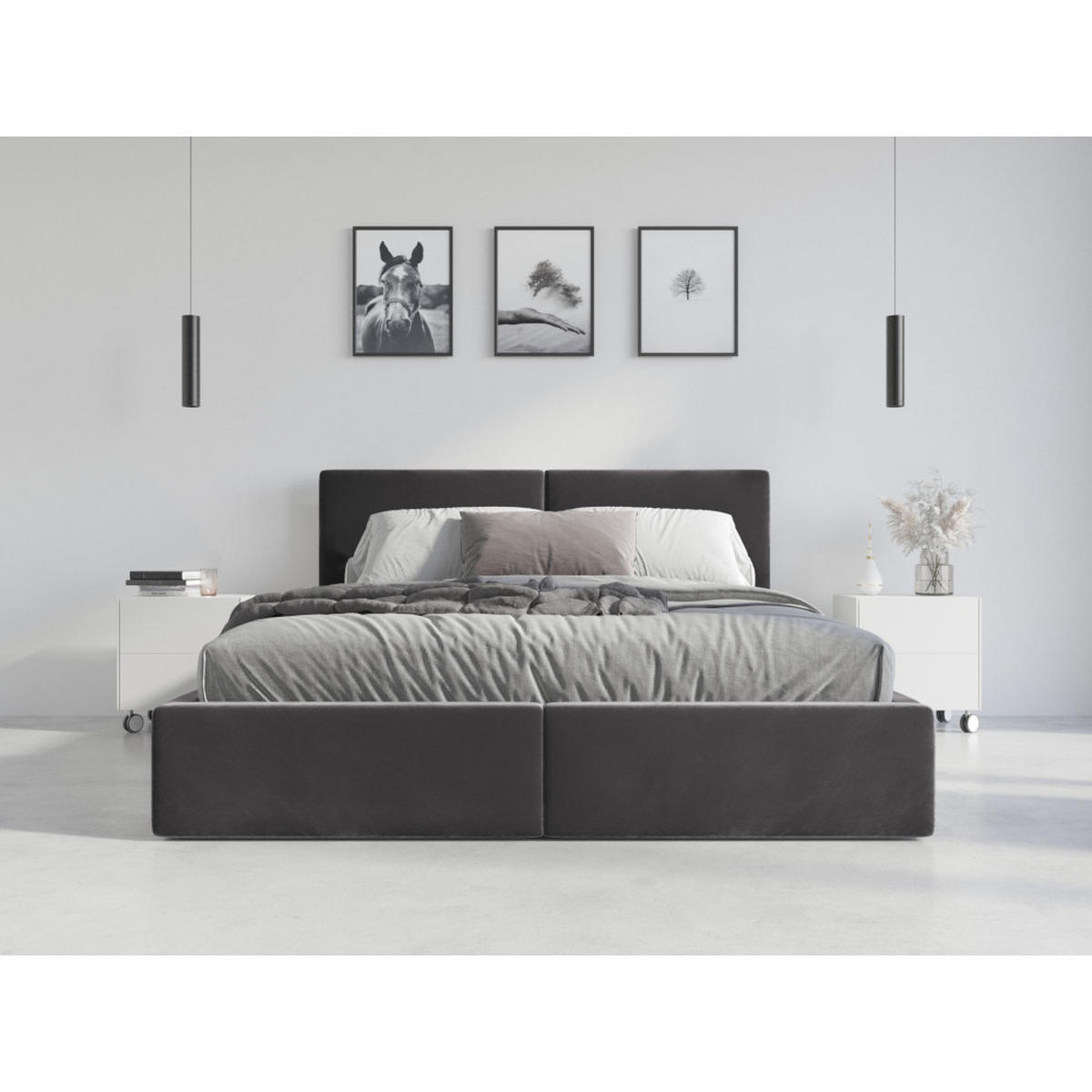 POLSTERBETT Hilton 160x200cm Anthrazit mit Stauraum - Anthrazit, Textil/Metall (160/200cm) - Interbeds