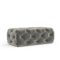 POUF Cosimo Grau Samtstoff - Schwarz/Grau, Holz/Holzwerkstoff (130/39/65cm) - Maison de Reve