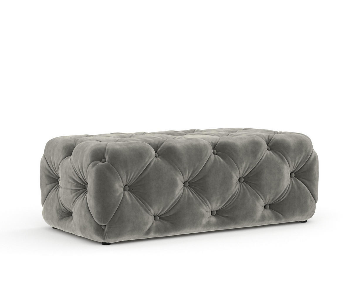 POUF Cosimo Grau Samtstoff - Schwarz/Grau, Holz/Holzwerkstoff (130/39/65cm) - Maison de Reve