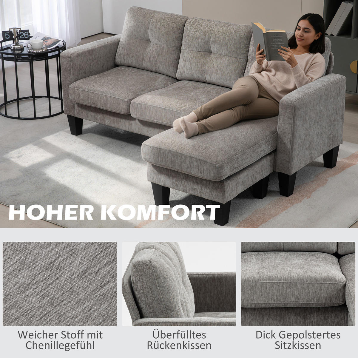 ECKSOFA Braun 186.0/130.0/84.0 cm - Braun, Textil (130/186cm)
