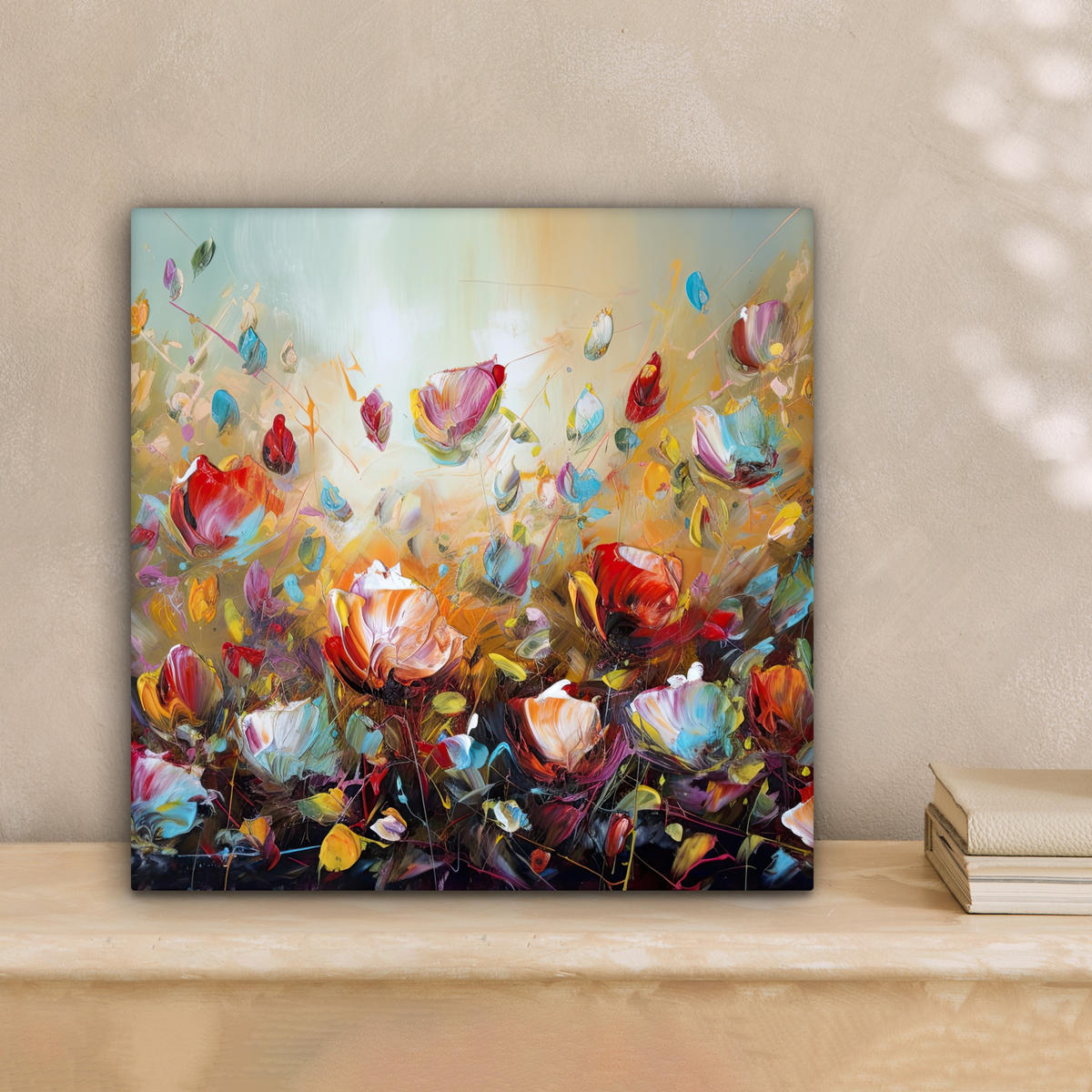 LEINWANDBILD Blumen - Kunst - Natur - Ölgemälde 20x20 cm - Multicolor, Textil (20/20cm) - MuchoWow