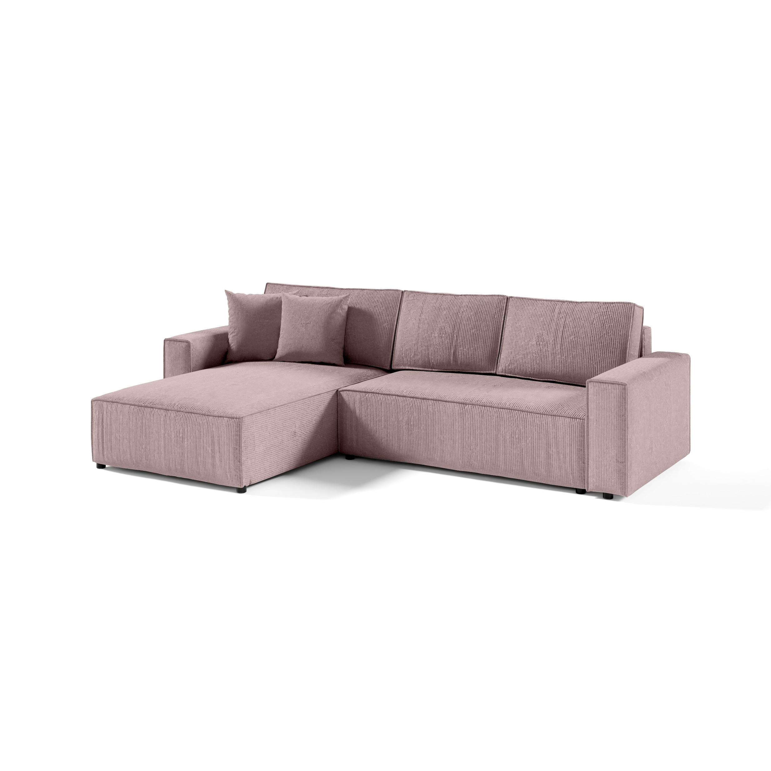 ECKSOFA Couch Sofagarnitur Sekwana L-form Rosa - Pink, Naturmaterialien (294/185cm) - Fedve
