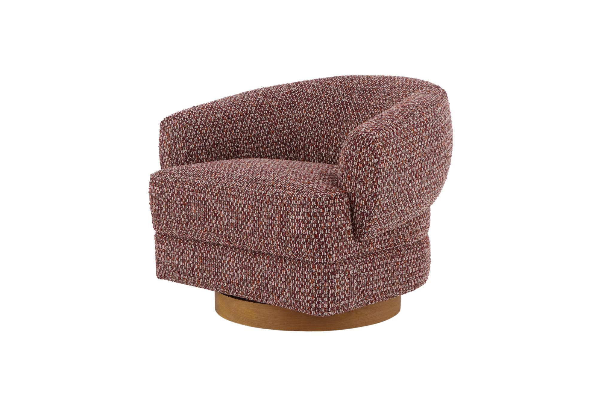 DREHSESSEL Emma, Natur Massiveiche + roter Stoff - Rot, Holz (95/74/88cm) - WOODEK