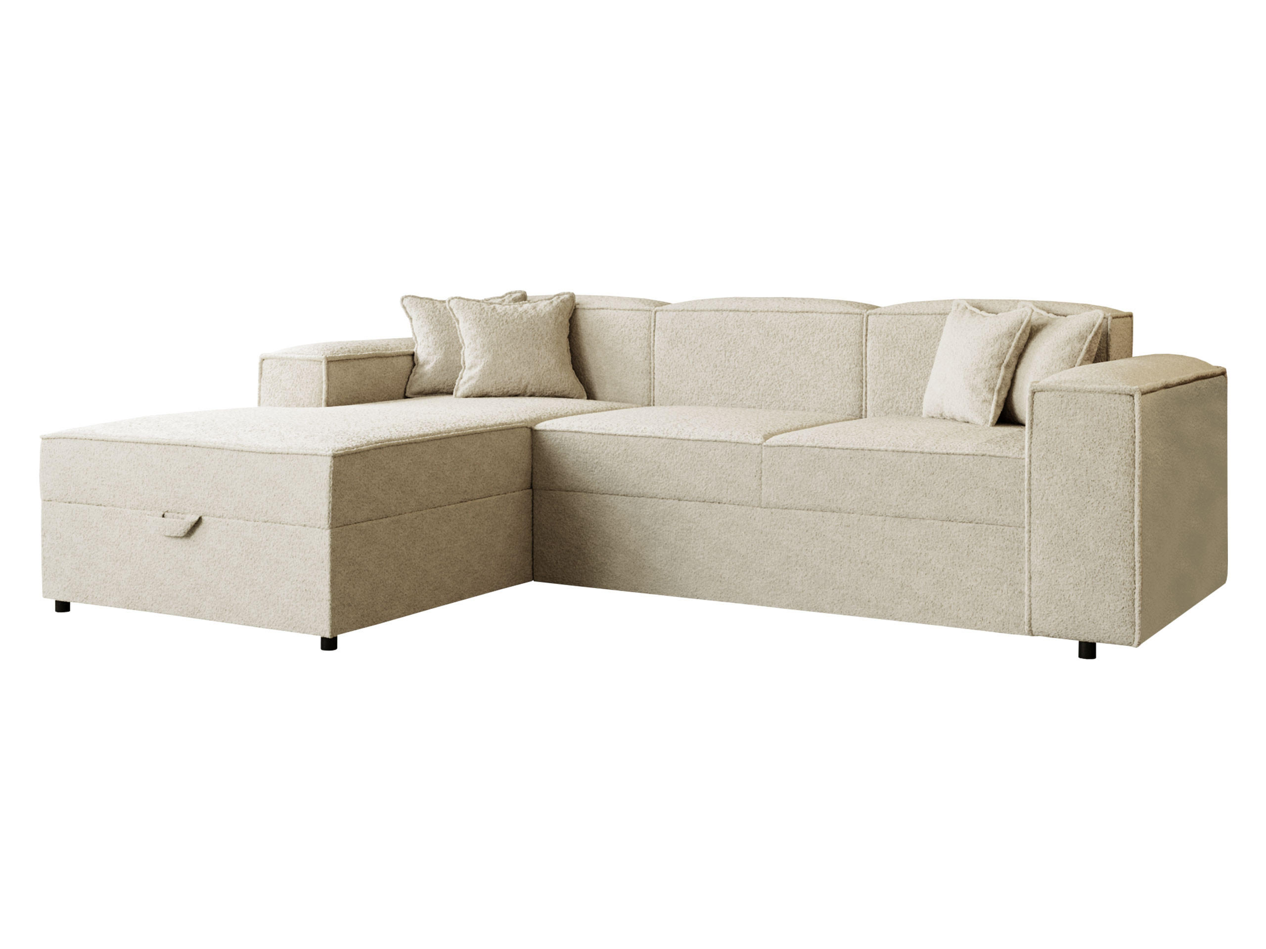 ECKSOFA Santos L, Seite: Links - Schwarz/Naturfarben, Holzwerkstoff/Kunststoff (253/166cm) - MIRJAN24