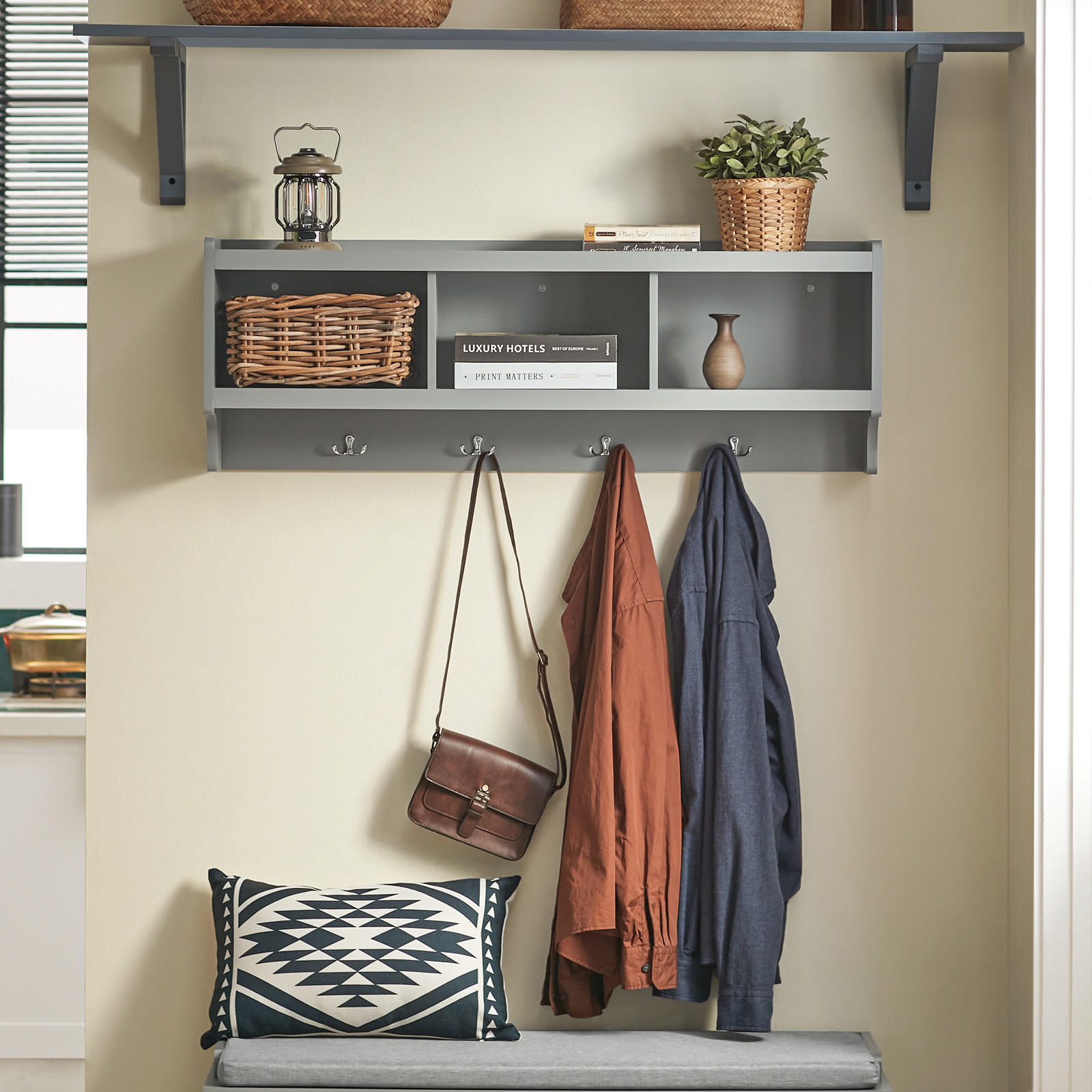 WANDGARDEROBE Grau - Grau, Holzwerkstoff (100/35/25cm) - SoBuy