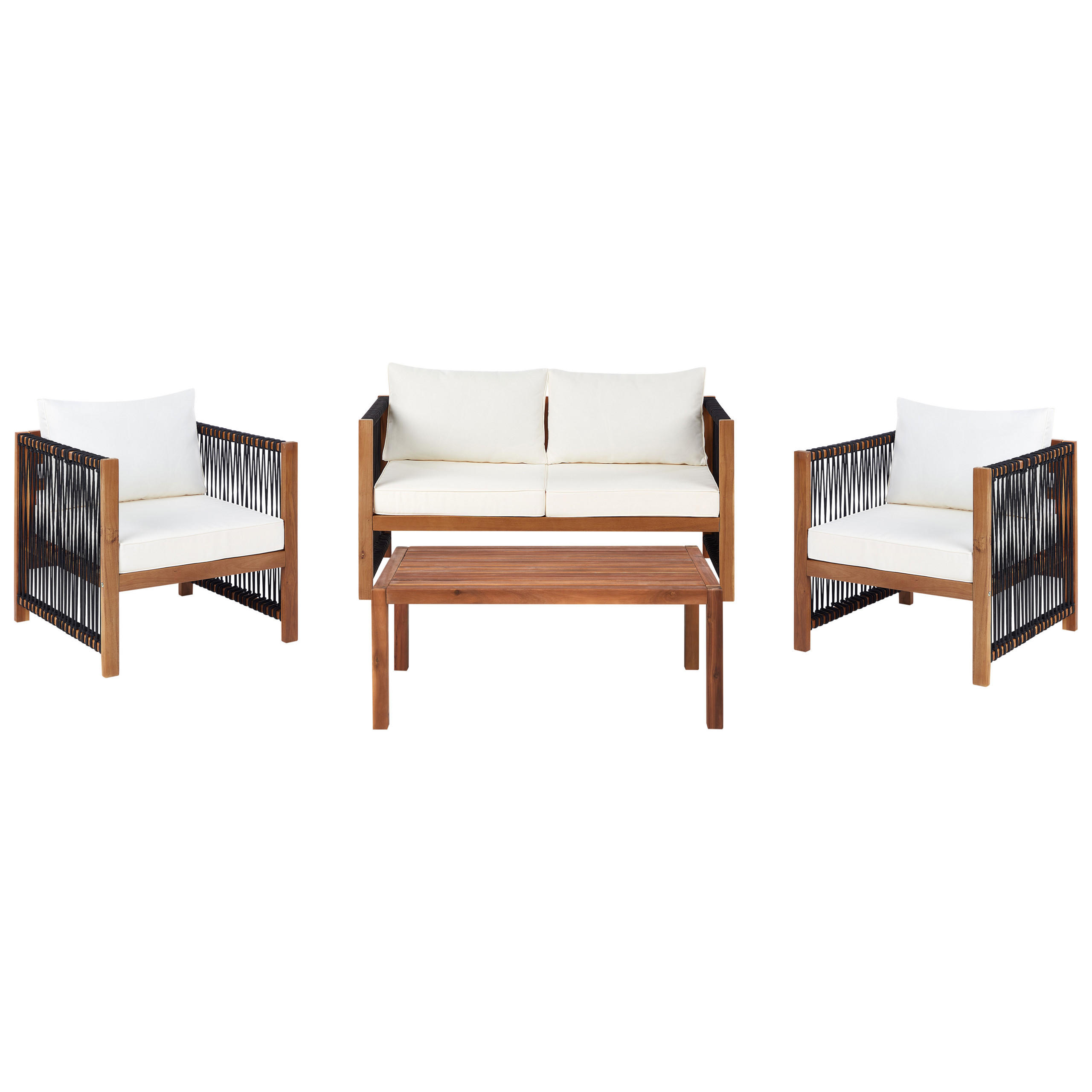 4-SITZER LOUNGE SET Akazienholz Schwarz Antria - Hellbraun/Schwarz, Holz - Beliani