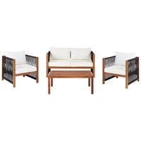 4-SITZER LOUNGE SET Akazienholz Schwarz Antria - Hellbraun/Schwarz, Holz - Beliani