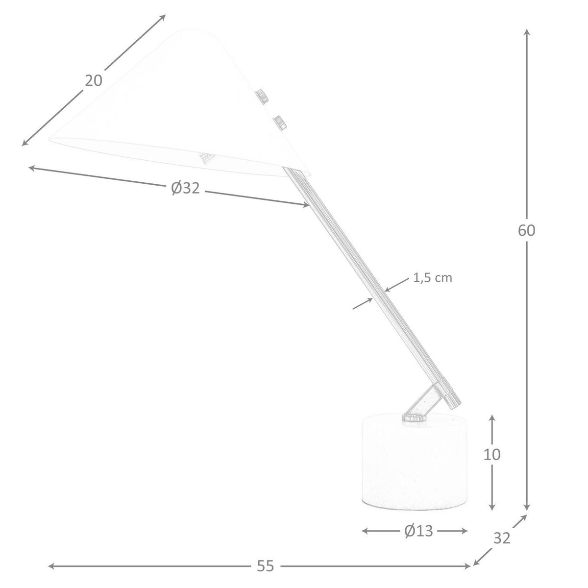 TISCHLEUCHTE aus weißem Stahl und poliertem goldfarbenem Stahl mit Sockel aus Keramikmarmor 55/32/60 cm - Weiß, Metall (32/55/60cm) - The Lumine