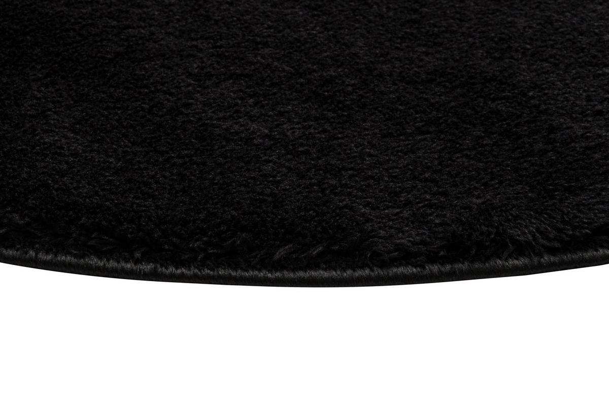 TEPPICH CUDDLE ROUND Schwarz 100/100 cm - Schwarz, Kunststoff (100/100cm) - Tapiso