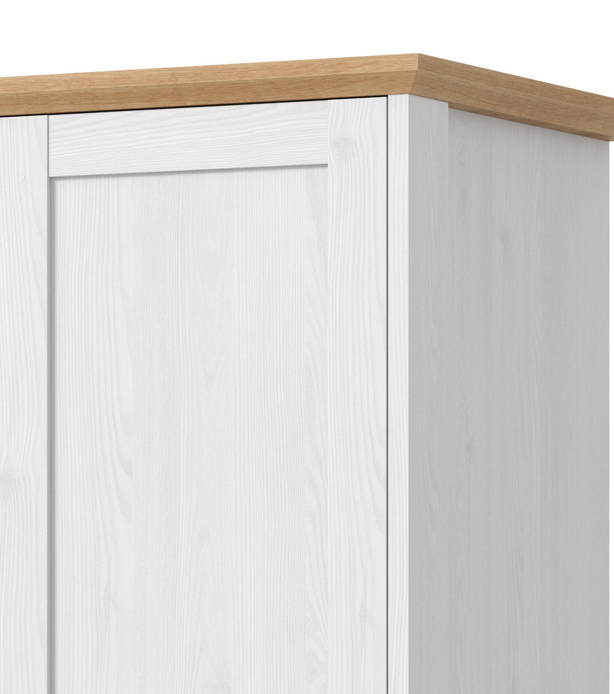 KLEIDERSCHRANK weiß Lärche, Eiche Artisan Landhaus, Drehtürenschrank 4-türig mit Spiegel - Eichefarben/Silberfarben, Glas/Holzwerkstoff (188/200/61cm) - Inn.Furn