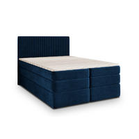 BOXSPRINGBETT FELBIO 160x200 cm mit Matratze und Topper - Blau - Blau, Holz (160/200cm) - MASSENO