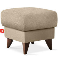 HOCKER GUSTAVO Fußstütze, Bouclé, Beige - Beige, Holz/Holzwerkstoff (53/49/53cm) - KONSIMO®