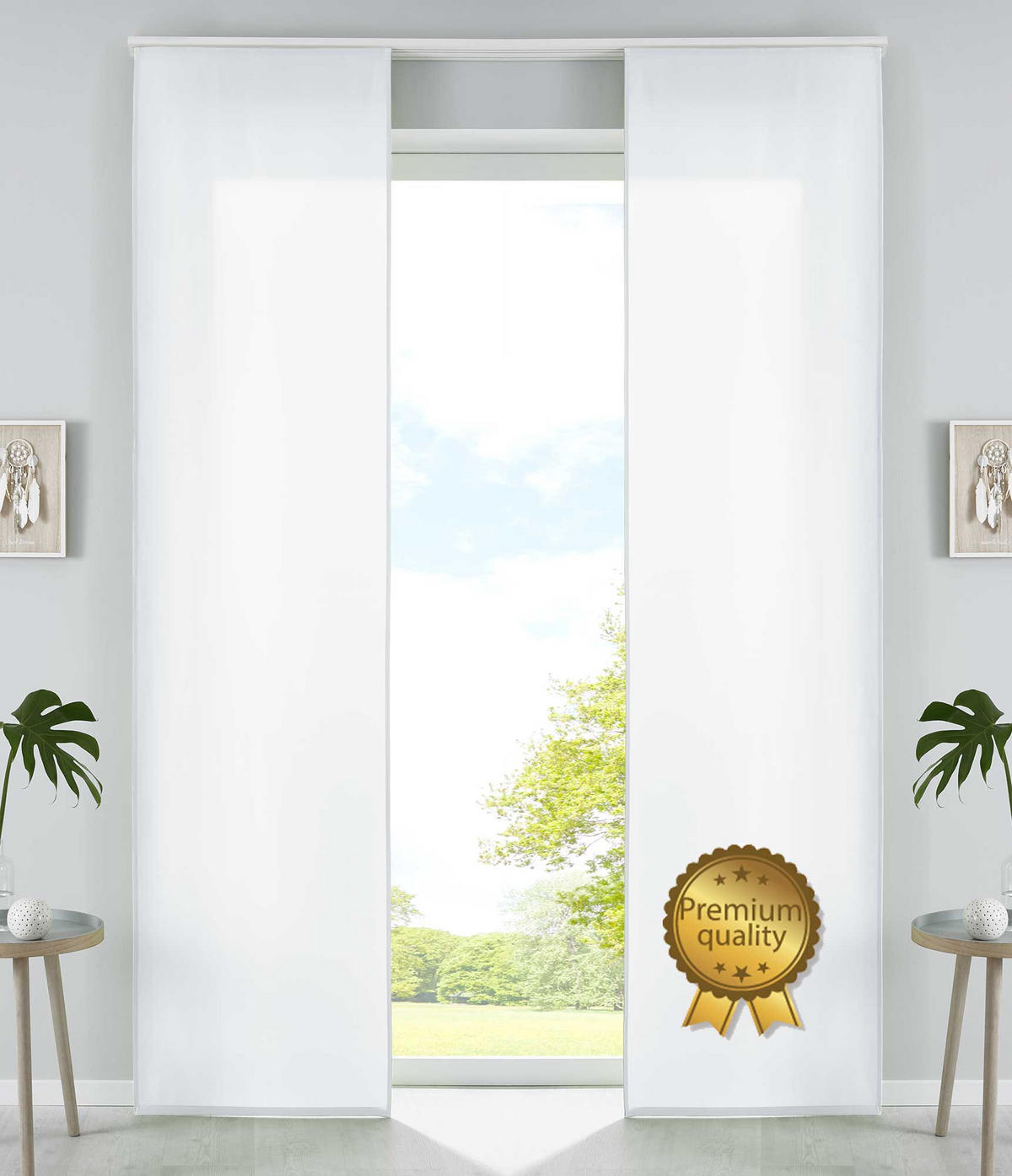 VORHANG 2ER SET HxB 245x60 cm Weiß Deluxe - Weiß Hochglanz, Textil (60/245cm) - Gardinenbox