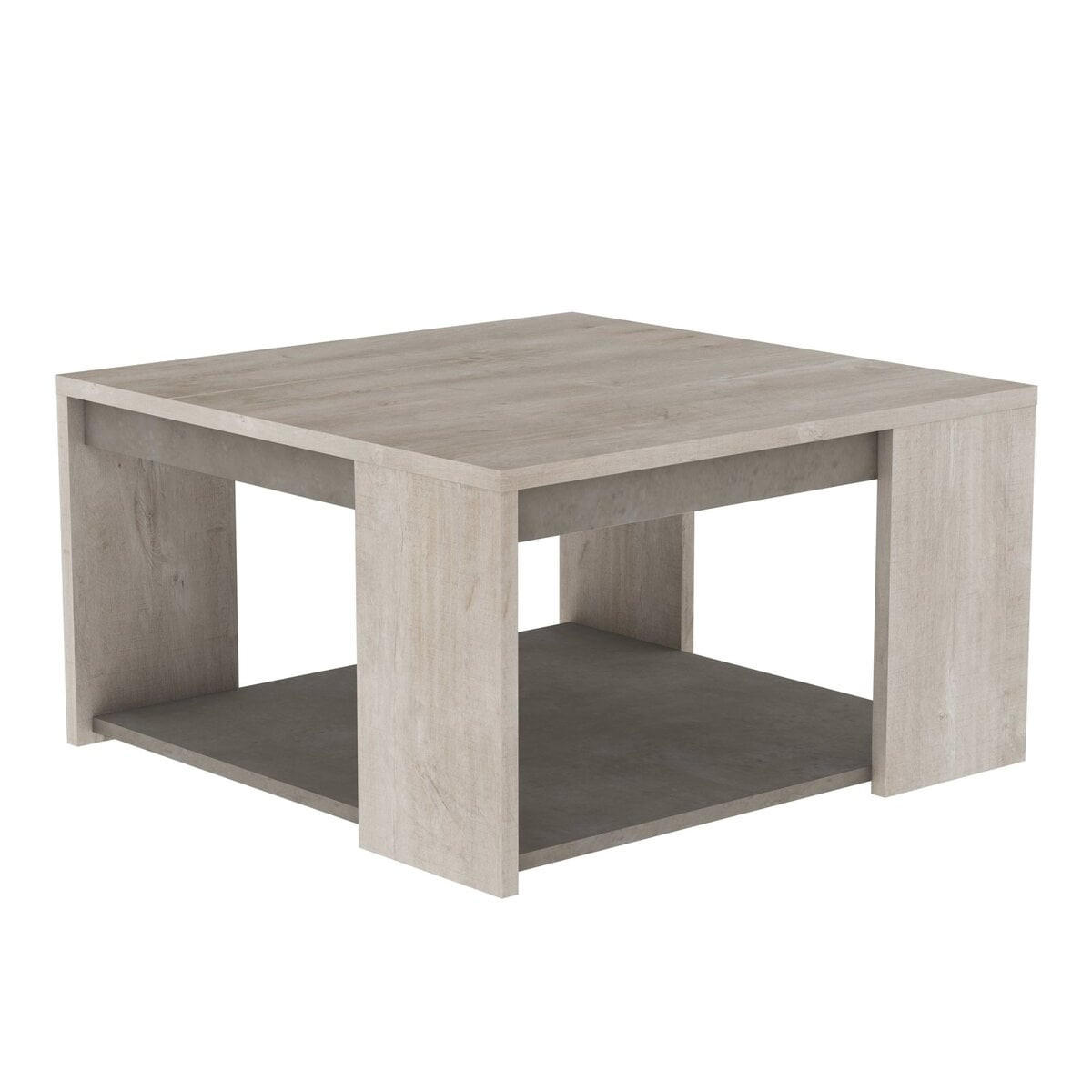 COUCHTISCH Quadratisch L80 cm - Eiche und Beton Dekor - Antibes - Grau, Holzwerkstoff (80/80/44.2cm) - Calicosy