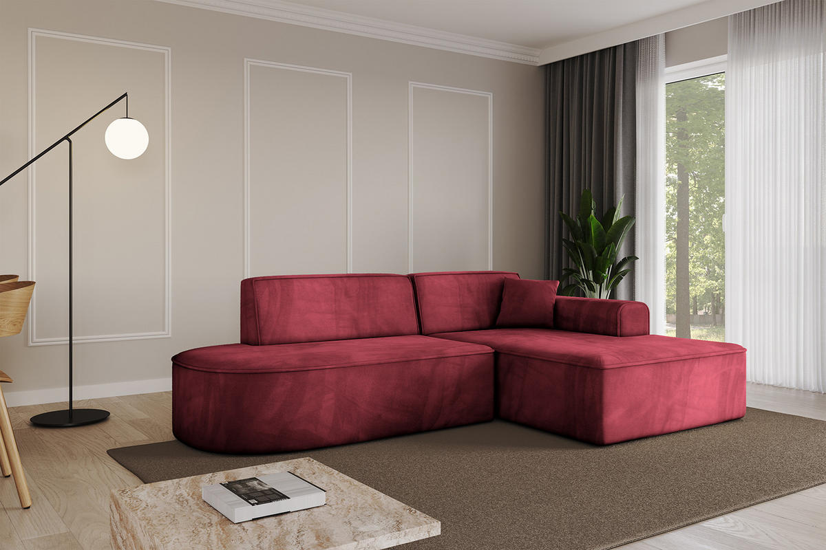 ECKSOFA Ottomane Rechts IREA-L1-v3 - 232x165x77 cm Bordeauxrot - Bordeaux, Holzwerkstoff/Textil (232/165cm) - ALTDECOR
