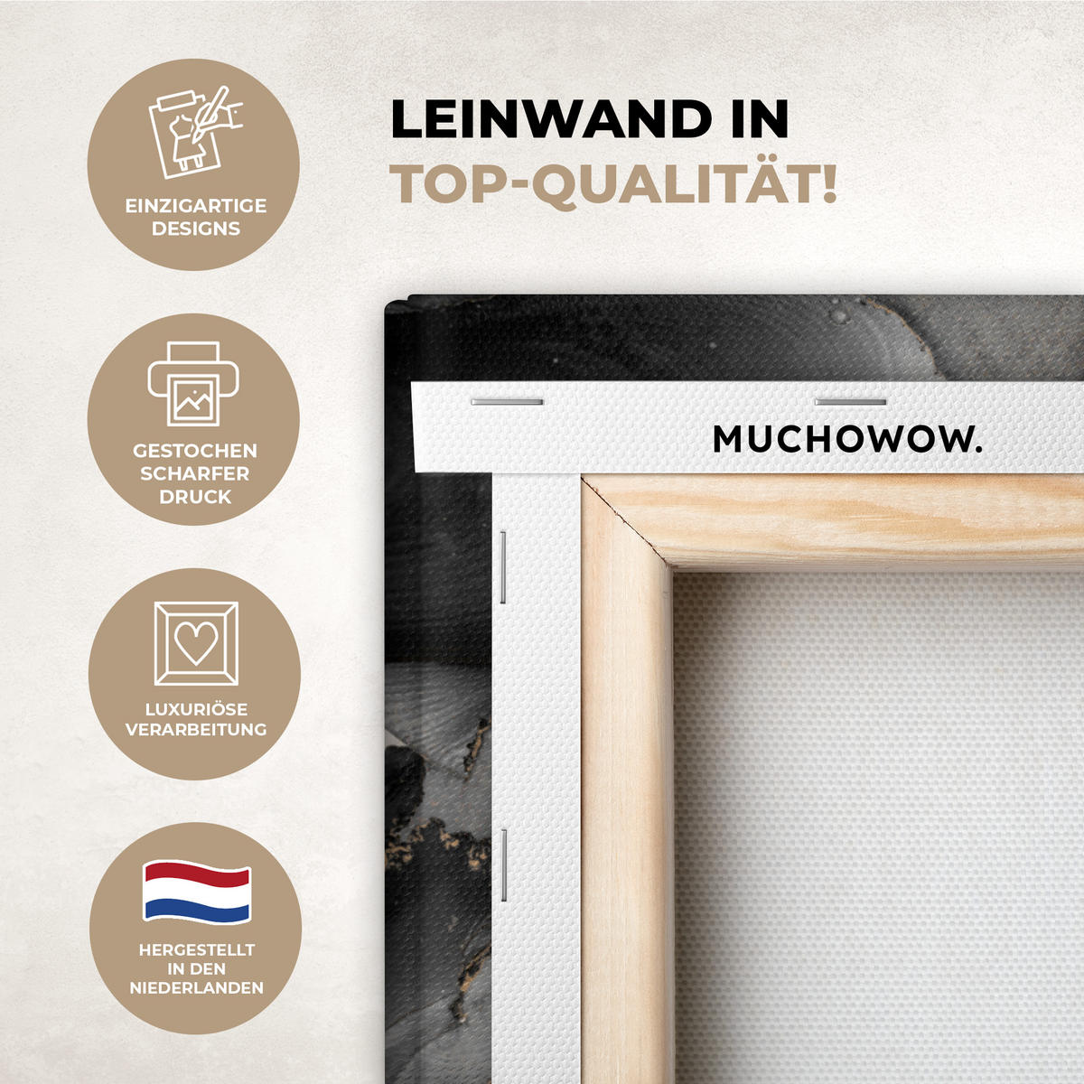 LEINWANDBILD Grau - Luxus - Gold - Marmor XXL 150x100 cm - Dunkelgrau, Textil (150/100cm) - MuchoWow