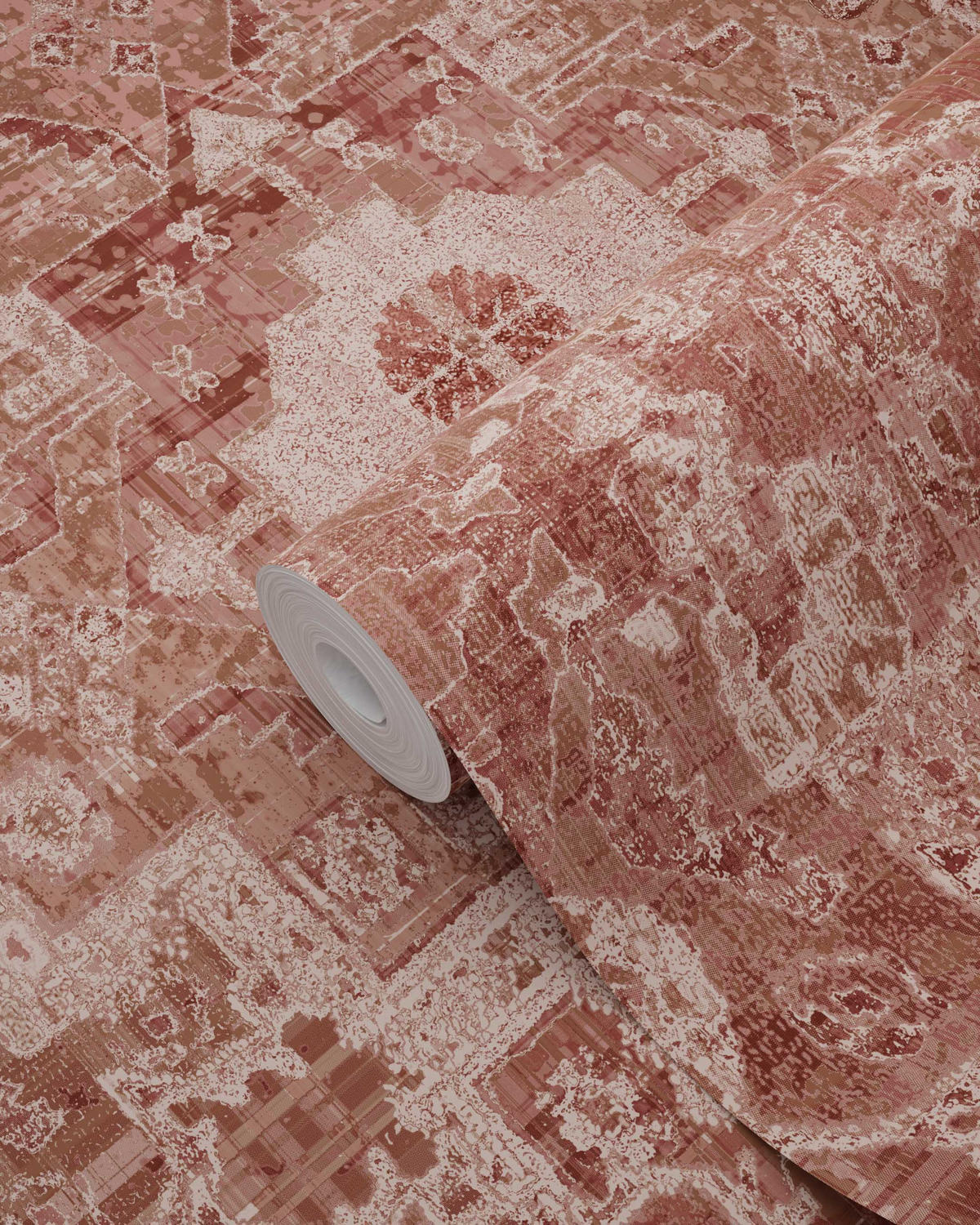 TAPETE orientalisches Kelim-Patchwork 50 x 900 cm - Pink, Papier (50/900cm) - ESTAhome