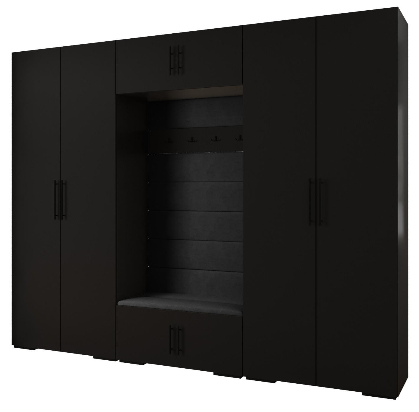 Abiks Möbel Garderoben-Set Schwarz, Schwarz, Schwarz 300x236.7x47 cm