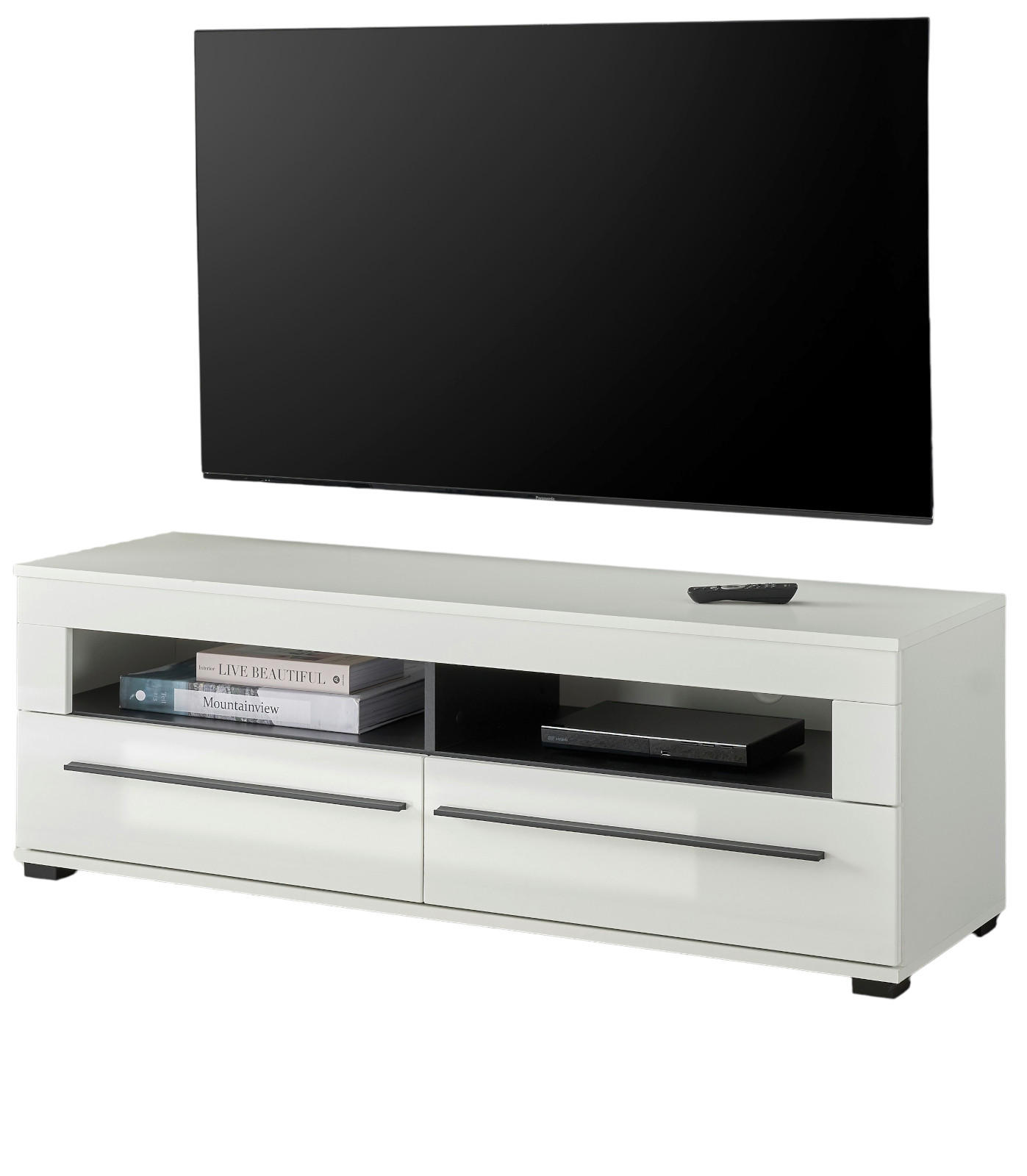 Furn.Design Tv-Lowboard Weiß Hochglanz 140x47x42 cm