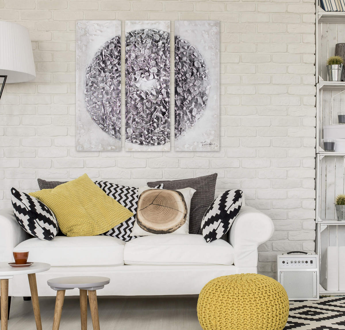 LEINWANDBILD 3-TEILIG Grau 90/90 cm - Grau, Textil (90/90cm) - KUNSTLOFT