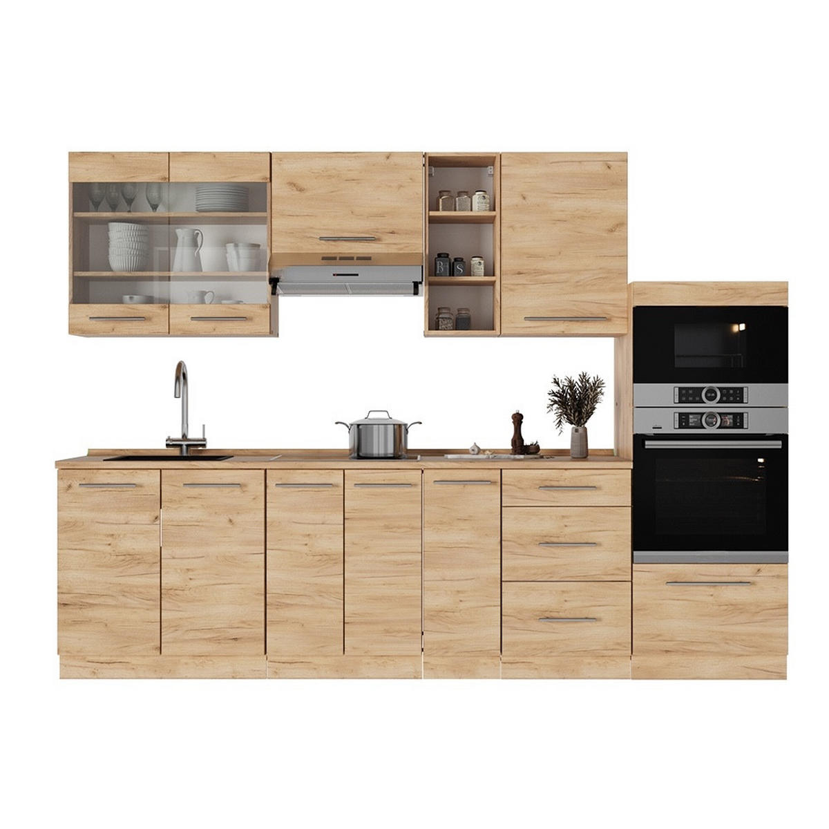KUHINJA Fame-Line Zlati hrast z močjo 280 cm , DP Hrast - medeni hrast, leseni material (280/153.6/60cm) - Vicco