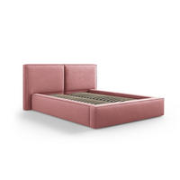 BETT mit Bettkasten und Kopfteil Jodie aus strukturiertem Stoff rosa 140x200cm - Pink, Textil (140/200cm) - Micadoni