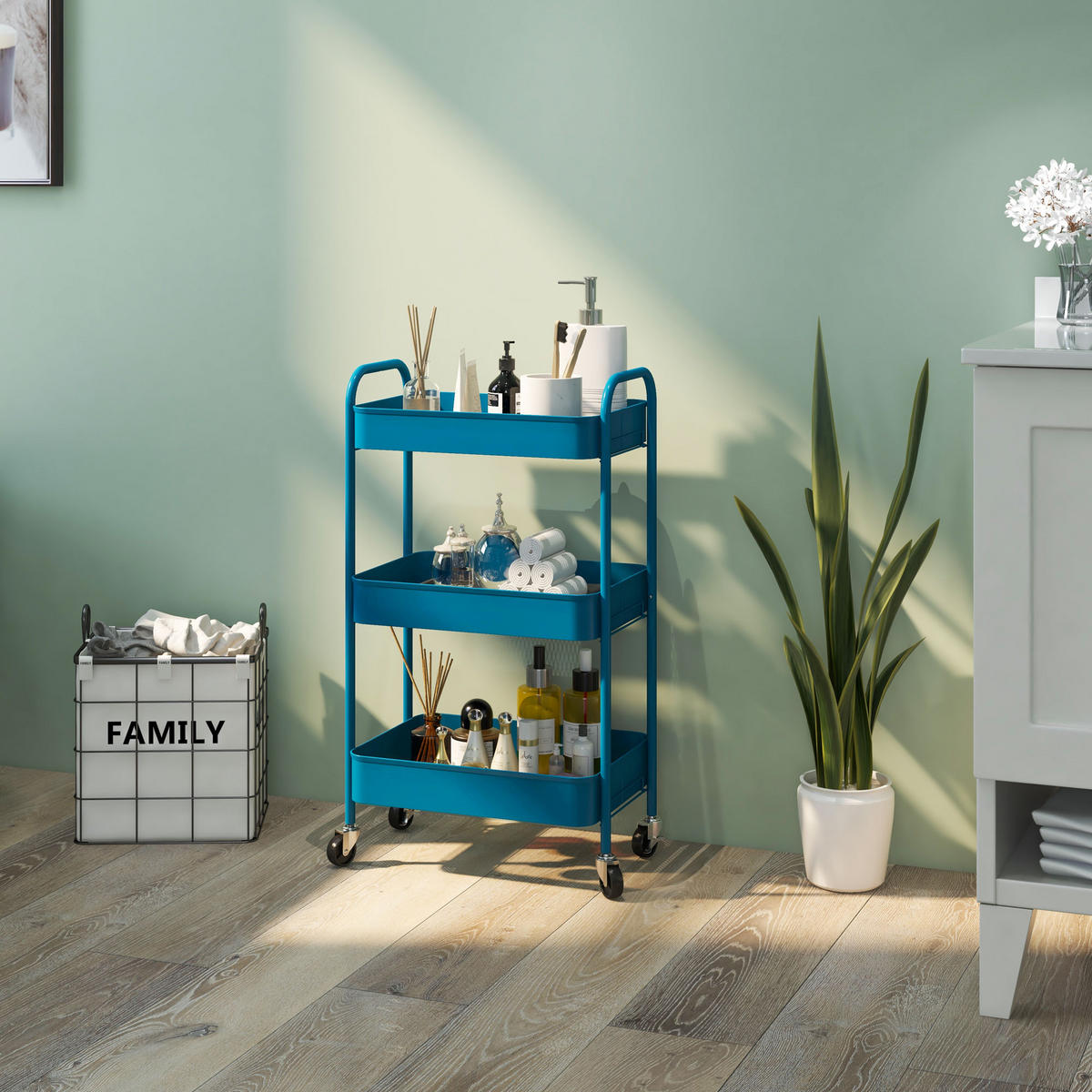 SERVIERWAGEN DE-12460 45/30,6/79 cm Dunkelblau - Blau, Metall (30.6/79/45cm) - ComfortXL