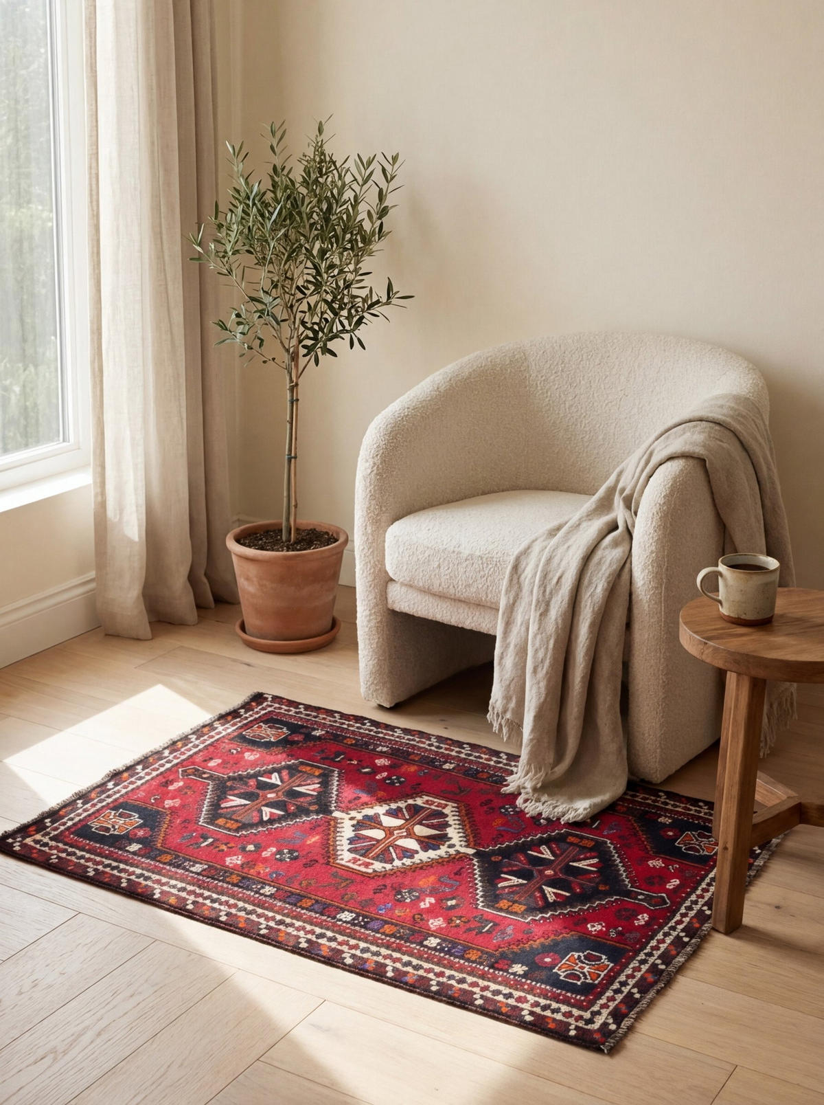 TEPPICH Gashgai Rot 168/113 cm Schurwolle - Rot, Textil (113/168cm) - Looma