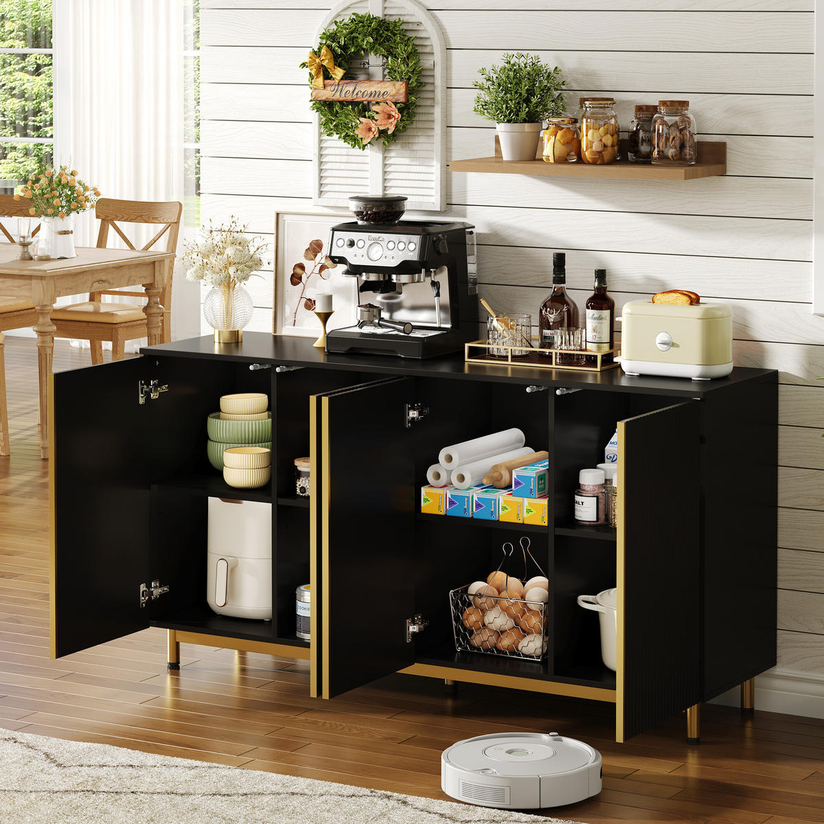SIDEBOARD Schwarz 150/41,5/81 cm - Schwarz, Holzwerkstoff (41.5/81/150cm) - Urban Meuble