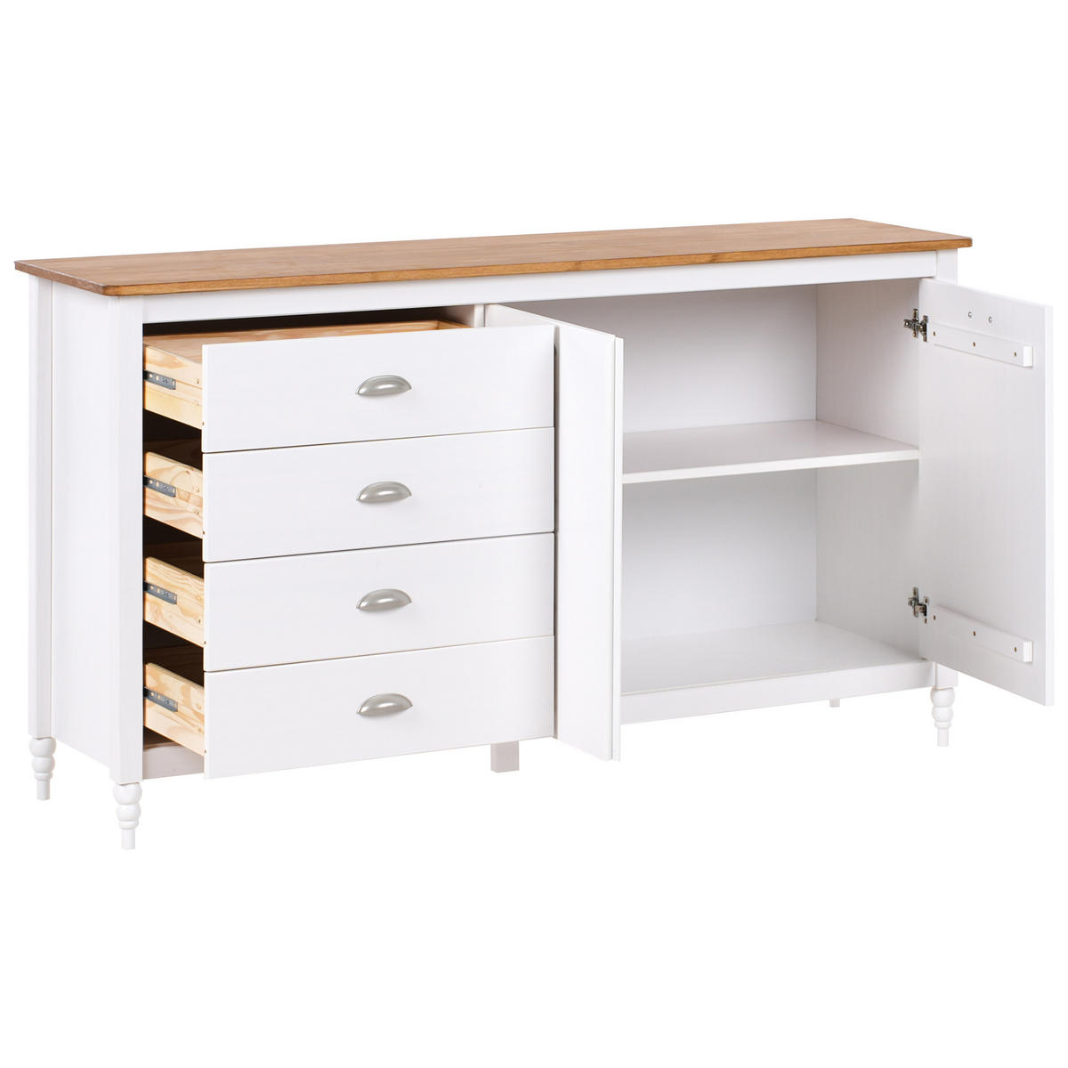 SIDEBOARD se 2 dveřmi Borovicové dřevo Bílý Shillington - bílá, dřevo (150/83/40cm) - Beliani