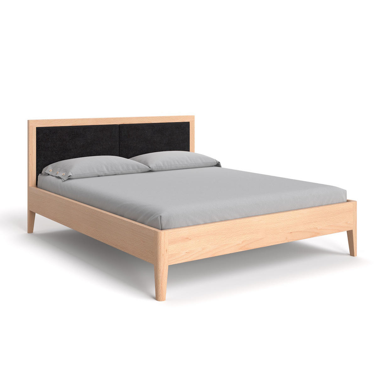 MASSIVHOLZBETT Silva aus Buche 200x220 cm, Storm 99 - Buchefarben/Schwarz, Holz (200/220cm) - Danzz