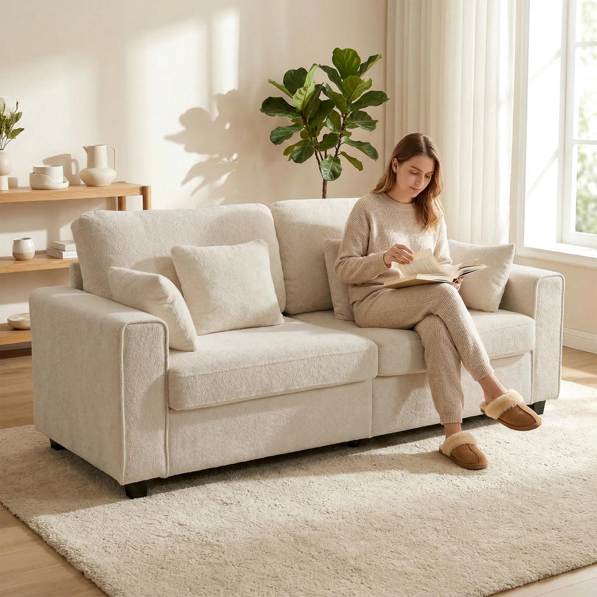 2-SITZER Sofa Beige 211.5/85.0/90.0 cm - Beige, Textil (85/90/211.5cm)