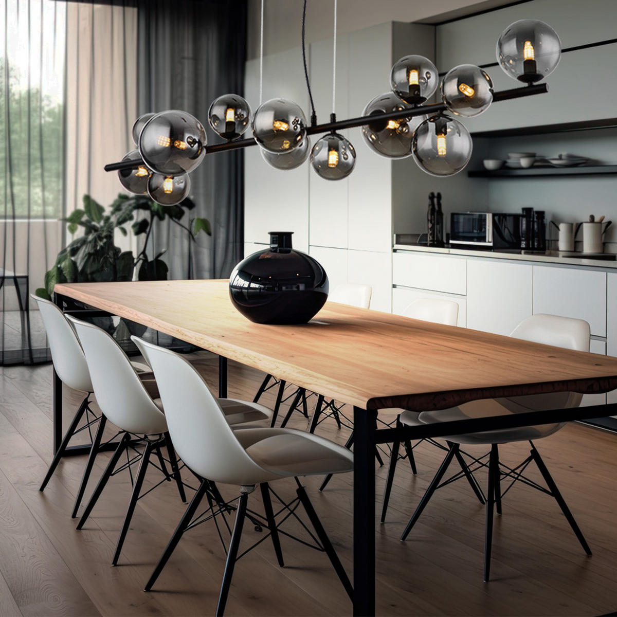 LED HÄNGELEUCHTE Metall Glas Grau 13-flammig - Grau, Glas (120/34.5/120cm) - Globo Lighting