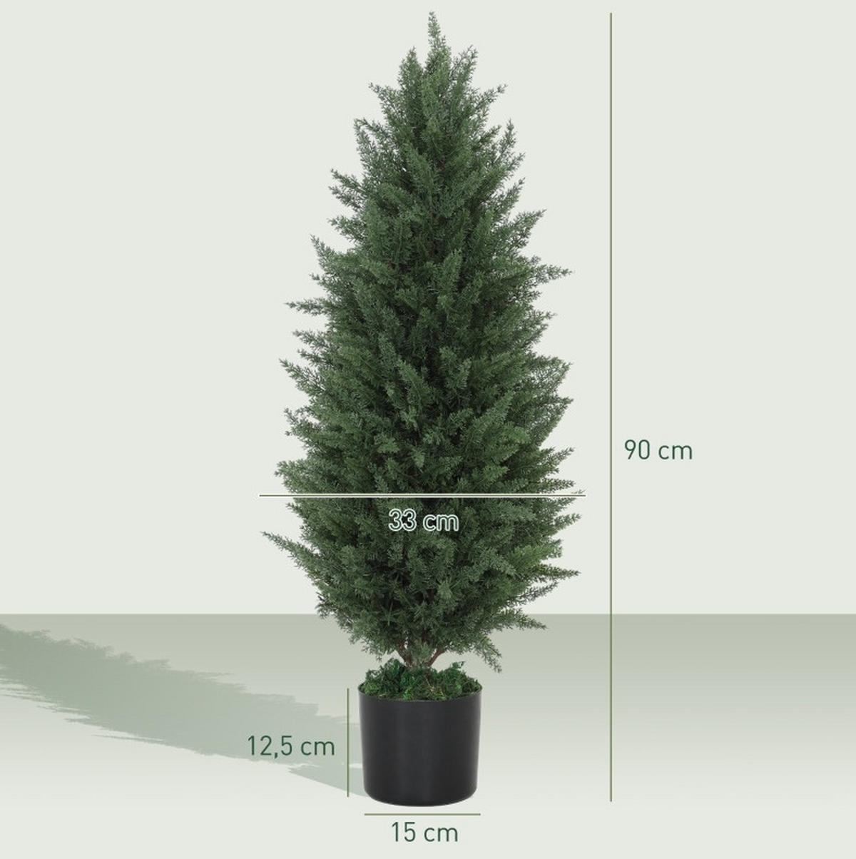 KUNSTPFLANZEN 33/33/90 cm grün aus Kunststoff UV-beständig im 2er-Set - Grün, Kunststoff (90cm) - OKWISH