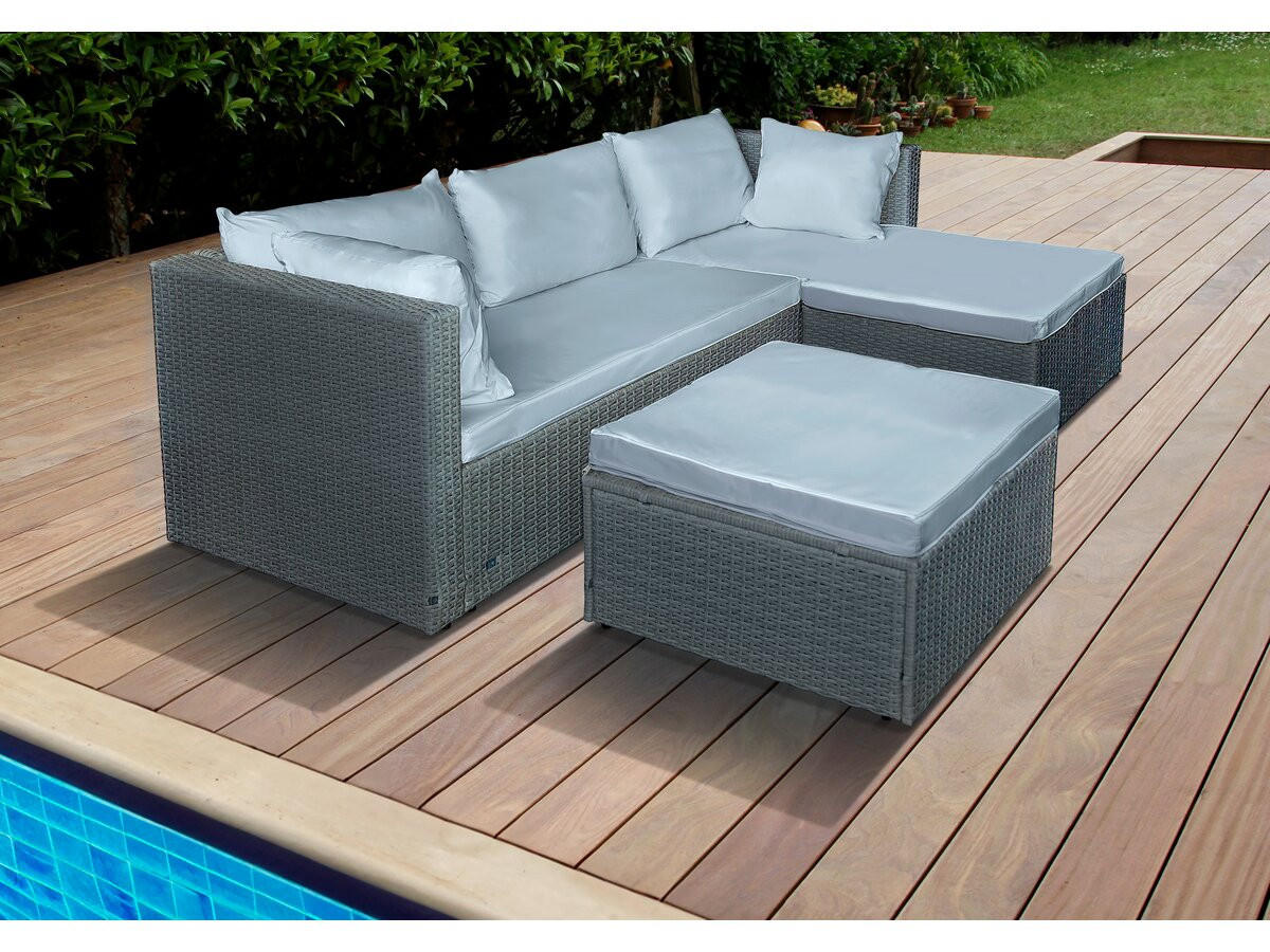 GARTENSITZGRUPPE diya Grau - Hellgrau, Kunststoff - Habitat Garten