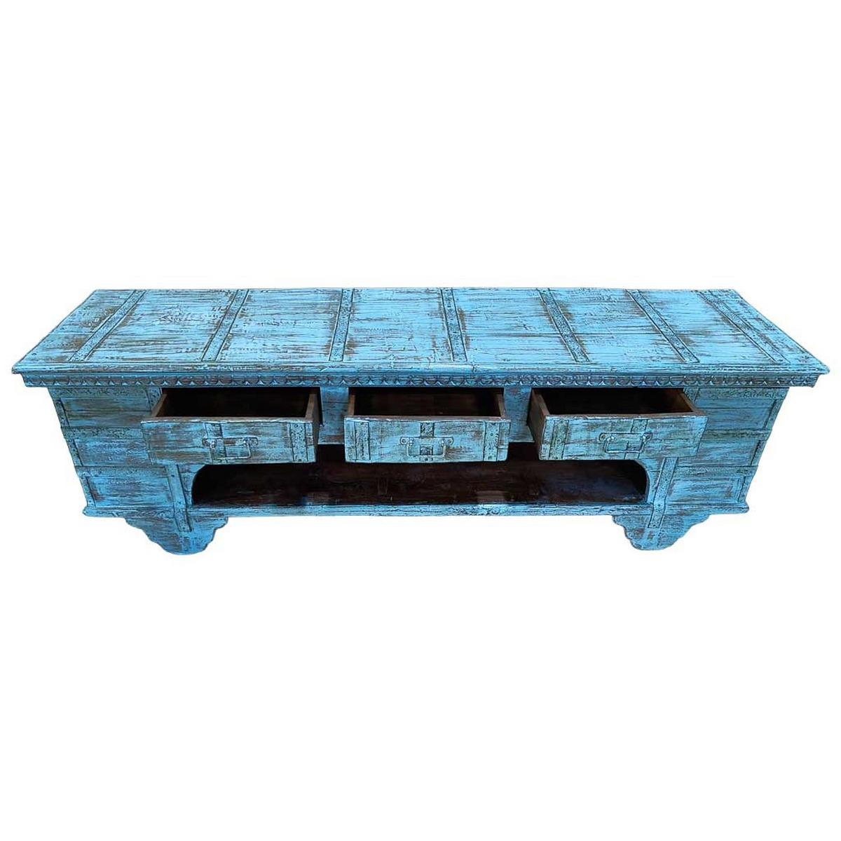 TV-LOWBOARD aus Holz, 175x45x57cm - Blau, Holz (175/57/45cm) - Wanderlust