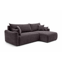 ECKSOFA Mit Schlaffunktion, Cordstoff Poso, Dunkelgrau, Rechts, JAPANDI - Dunkelgrau, Holz (262/145cm) - Kaiser Möbel