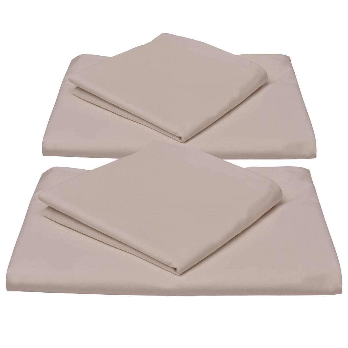 BETTWÄSCHE Julie 155/220 cm + Kissenbezug 80/80 cm Taupe Renforcé 2er Set - Taupe, Textil (155/220cm)