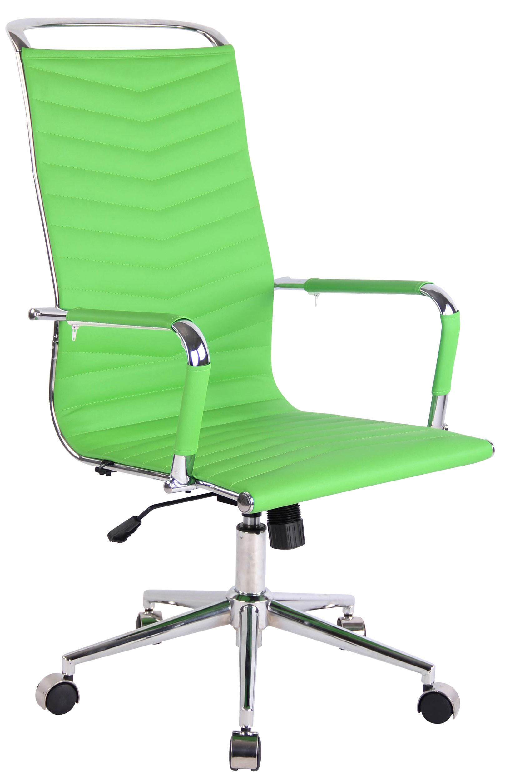 DREHSTUHL Lederlook grün - Chromfarben/Grün, Textil/Metall (57/110/65cm) - CLP