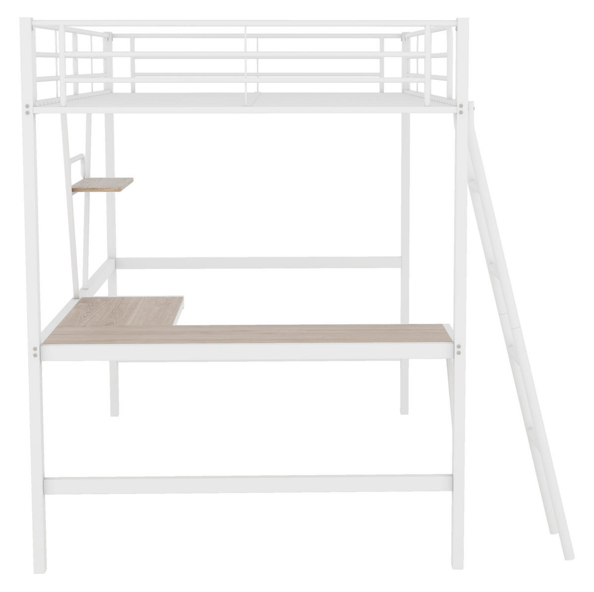 HOCHBETT 90/200 cm aus Metall mit Schreibtisch und Regal in Weiß - Weiß, Metall (90/200cm) - Flora Grace