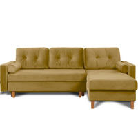 ECKSCHLAFSOFA ERISO 3/4 Sitzer und Universalecke mit Ottoman, Velour-Stoff, honig - Braun/Honig, Textil (240/183cm) - KONSIMO®