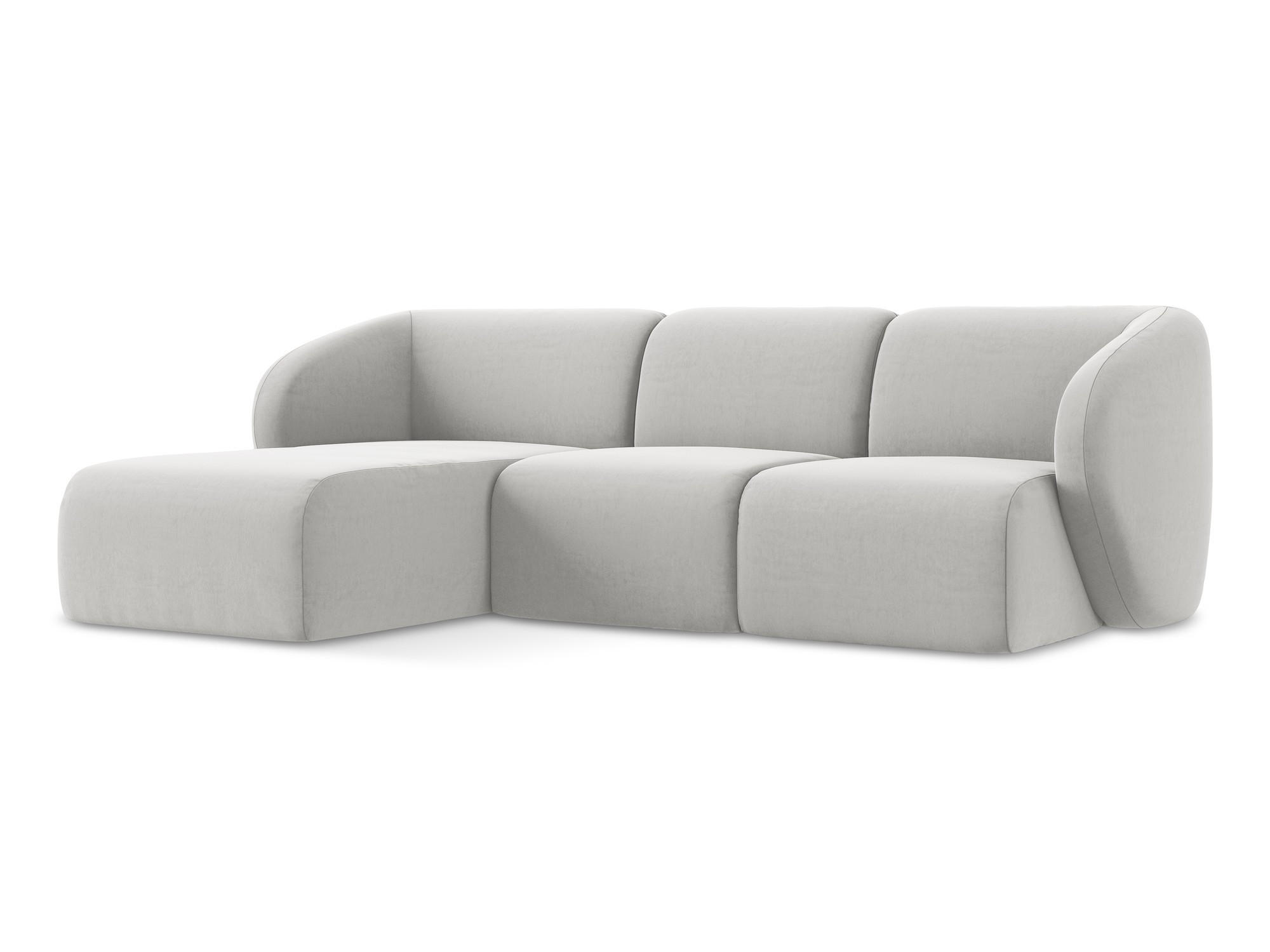 ECKSOFA Links Samt Stoff Grau - Silberfarben/Schwarz, Holzwerkstoff/Kunststoff (248/166cm) - Makamii
