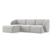 ECKSOFA Links Samt Stoff Grau - Silberfarben/Schwarz, Holzwerkstoff/Kunststoff (248/166cm) - Makamii