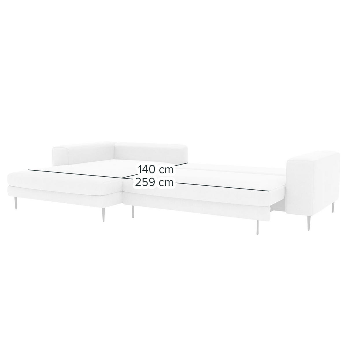 ECKSOFA mit Longchair - Schwarz Hochglanz/Beige, Textil/Metall (315/170cm) - home24