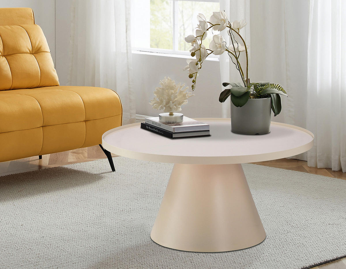 HOME24 Couchtisch Boehmer - Kaschmir, Glas/Metall (80/80/40cm) - home24
