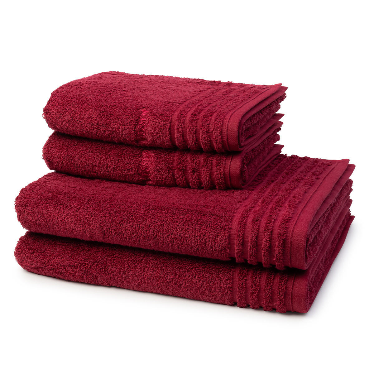 FROTTIERSET Vienna Style Supersoft 4-teilig - Dunkelrot, Textil (50/100cm) - Vossen