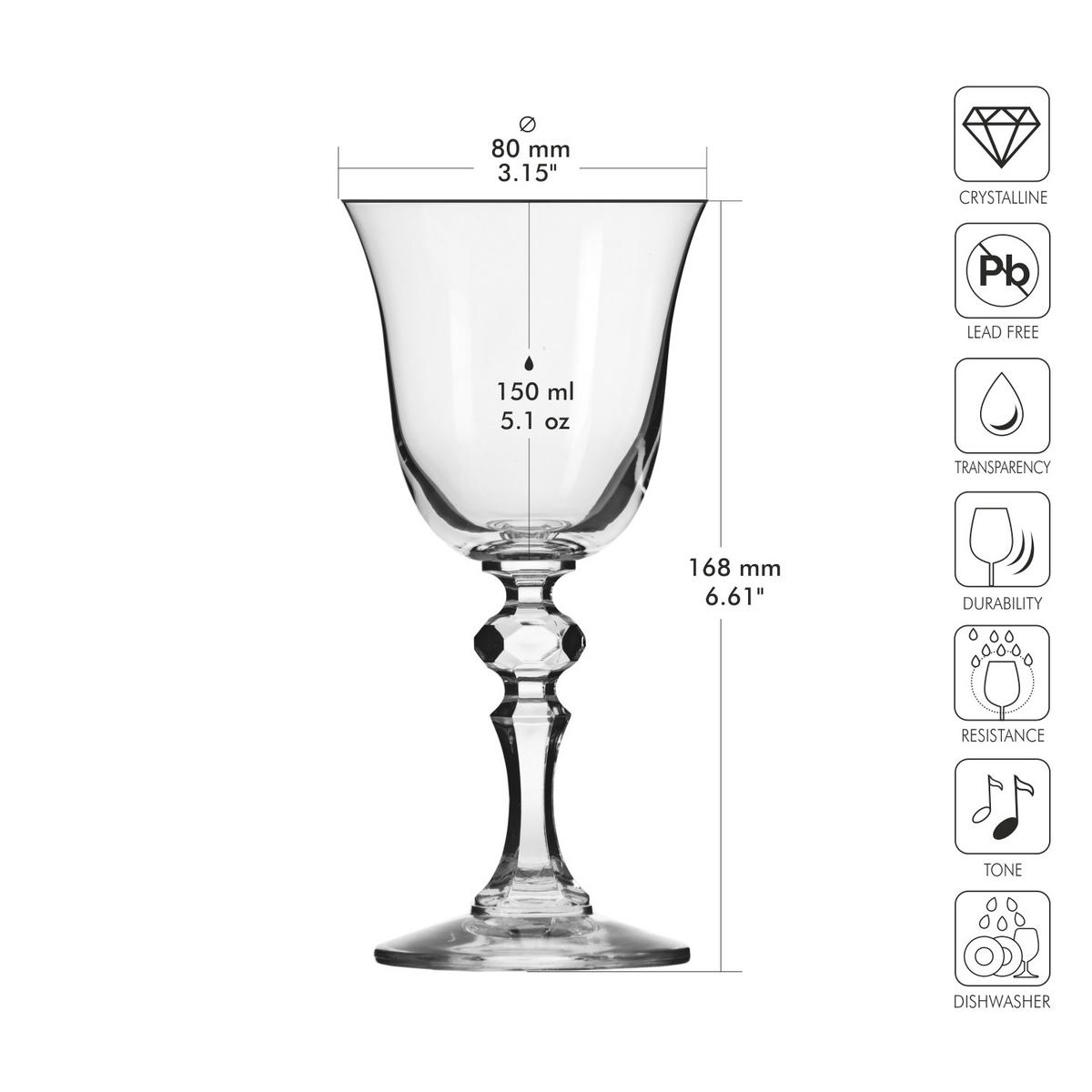 WEINGLAS, 6er-Set, 150 ml - Transparent, Glas (0.18L) - Krosno Glass