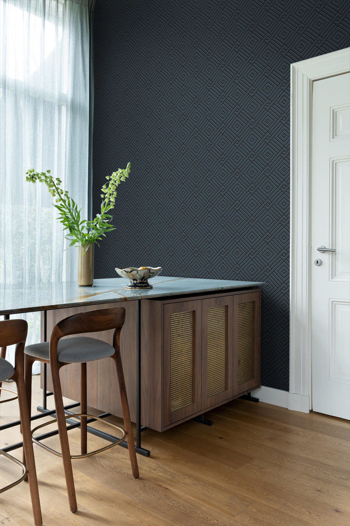 TAPETE 3D grafisches Motiv 50 x 900 cm - Blau, Papier (50/900cm) - Origin Wallcoverings