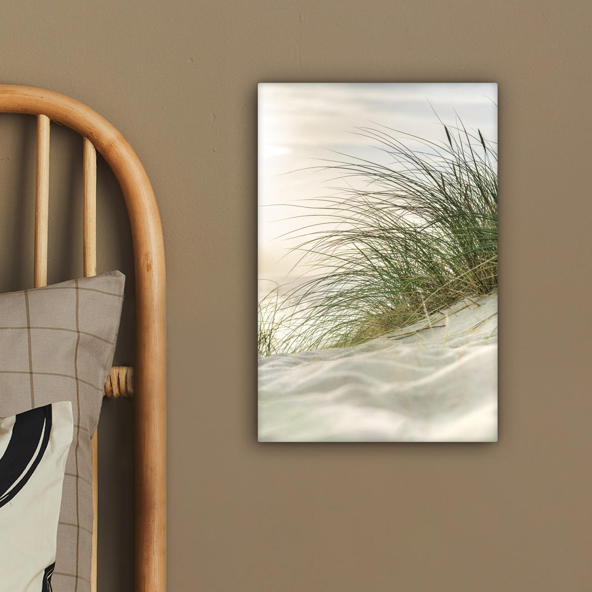 LEINWANDBILD Dünen mit Strandhafer in der Sonne des Nationalparks Schleswig-Holsteinisches Wattenmeer 20x30 cm - Creme, Textil (20/30cm) - MuchoWow