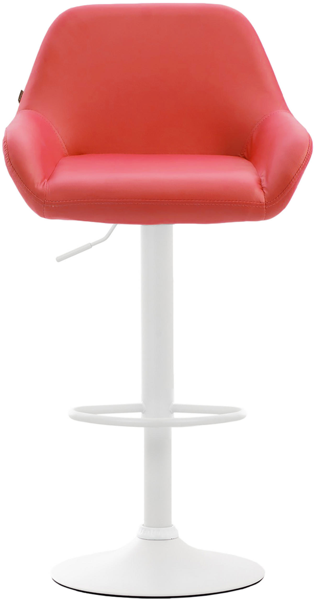 BARHOCKER DUBLIN Rot Kunstleder Weiß - Rot, Leder/Metall (51/89/52cm) - DELUKE
